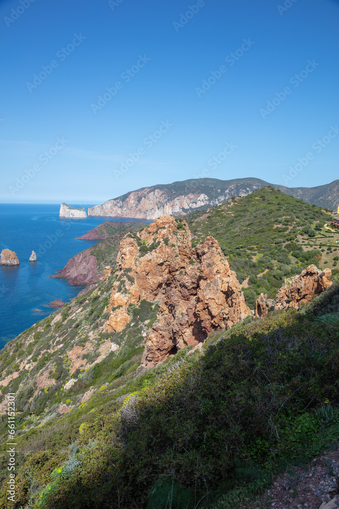 mountainous coastline, Sardinia, Italy