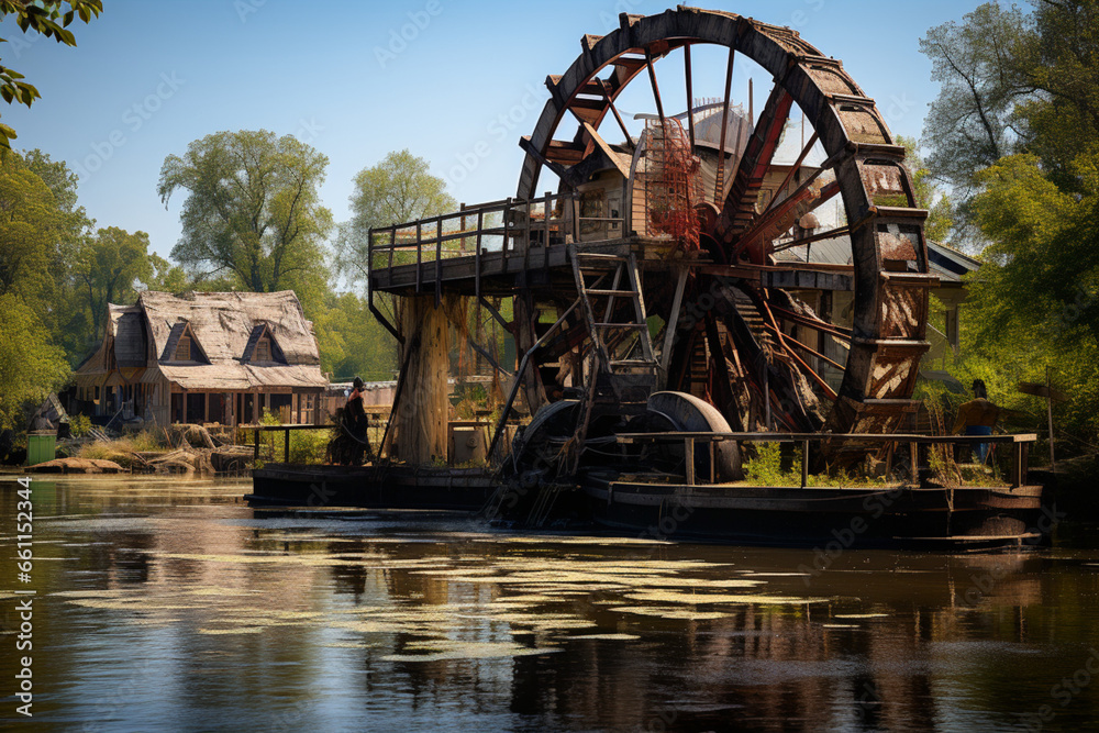 old mill in the river