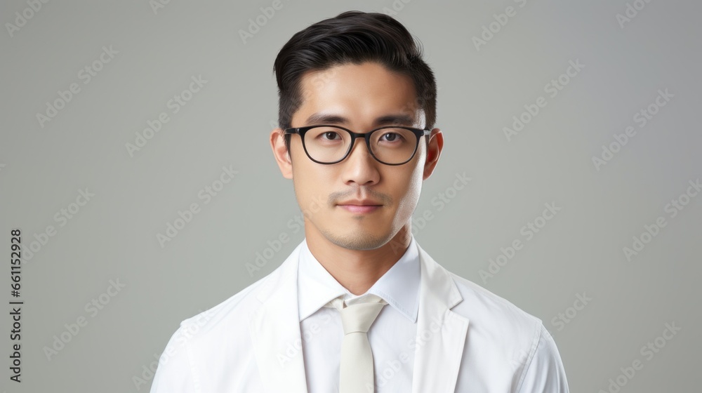 Asian businessman with glasses in a studio environment photo