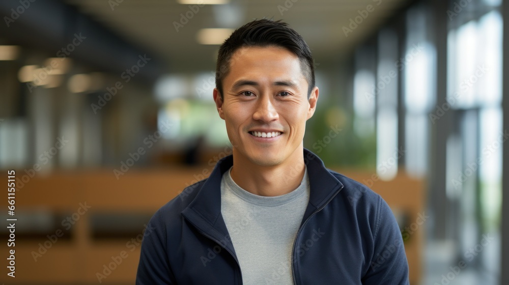 Young asian boy posing with a smile - obrazy, fototapety, plakaty 