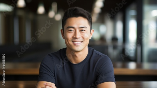 Young asian boy posing with a smile
