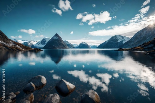 Beautiful cinematic norway landscape, inspiration, day, digital painting, photorealism - AI Generative