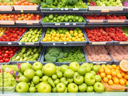 fruits and vegetables in supermarket