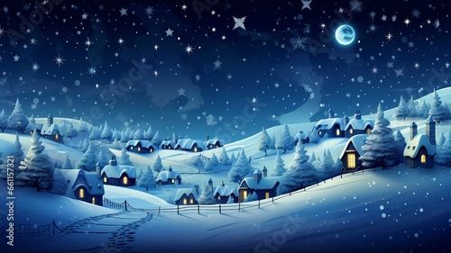 Christmas background  hamlet  village  little town  snow night  jingle bells