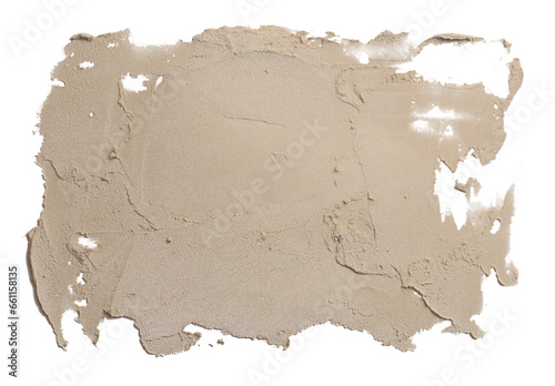 PNG Art oil and acrylic smear painting stucco beige blot on transparent wall. Abstract texture stain brushstroke relief texture background