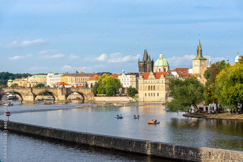 Fototapeta premium Prague panorama with Charles Bridge