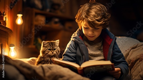 Boy reading a book