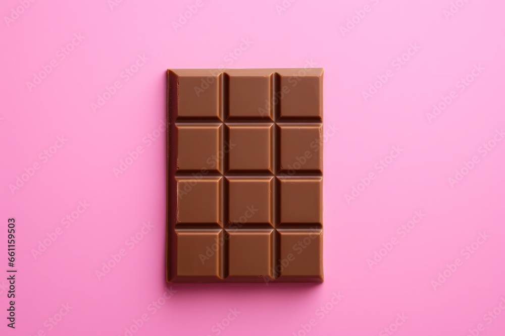 chocolate bar on pink background