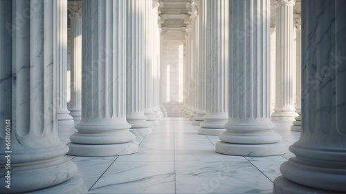 marble columns in soft, natural lighting, with the play of shadows and highlights on their surfaces. the classical charm of these architectural elements.