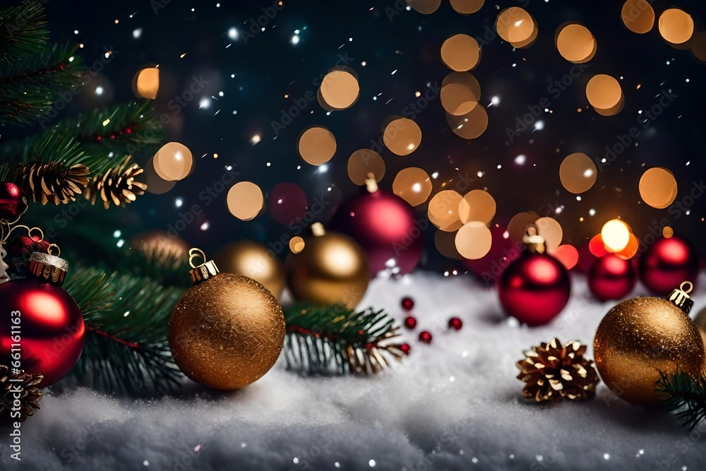 christmas tree decorations, background, generative AI