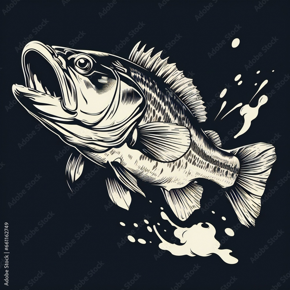 a large mouth bass fish jumping out of the water - obrazy, fototapety, plakaty 