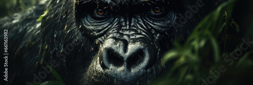 An intimate view of the intense stare of a gorilla up close © Ivy