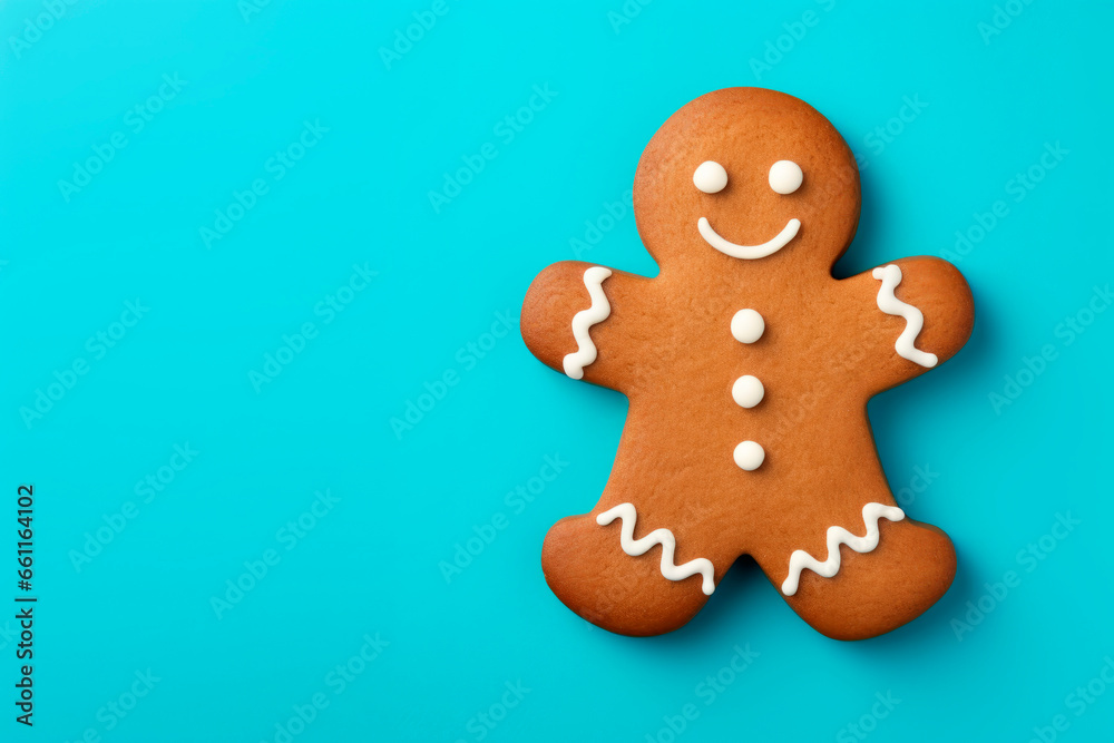 Gingerbread man on a blue background 