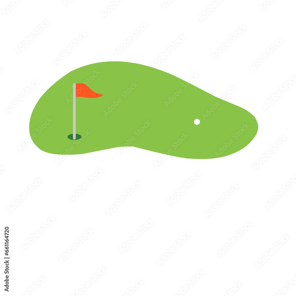 illustration of a golf course with flags and golf balls