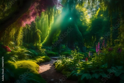 In a magical garden scene, in the style of epic fantasy scenes - AI Generative