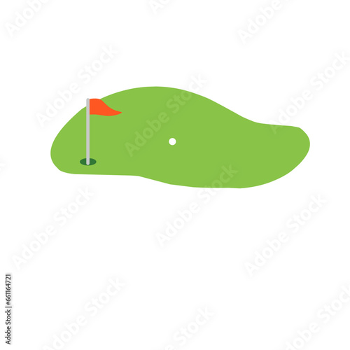 illustration of a golf course with flags and golf balls