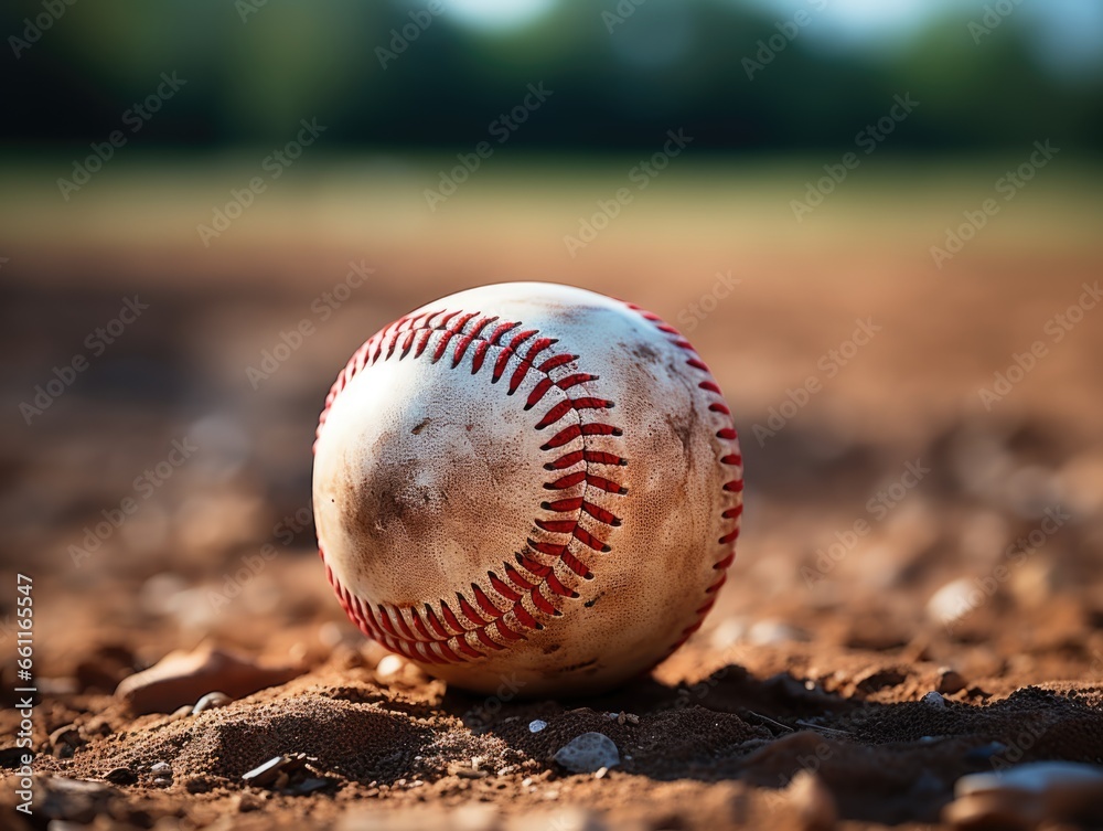 Weathered Baseball Laying on Field