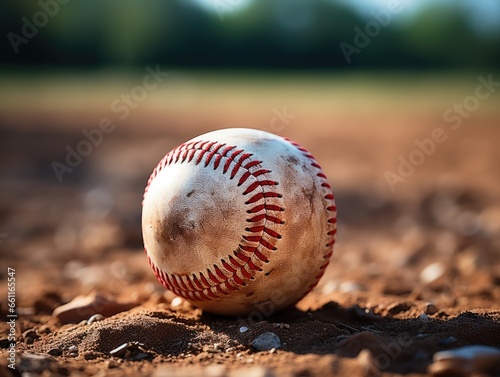 Weathered Baseball Laying on Field