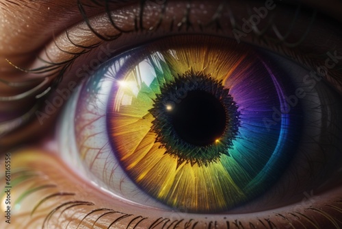 Vision Unveiled  4K Multicolored Iris Animation Concept  AI-Generated 
