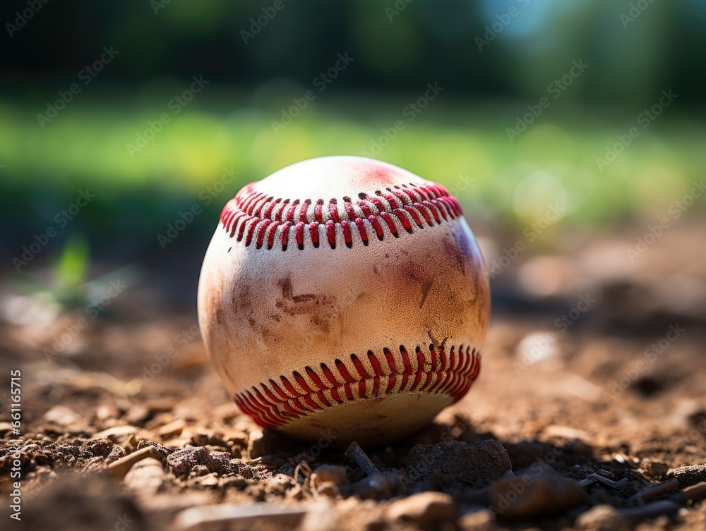Weathered Baseball Laying on Field
