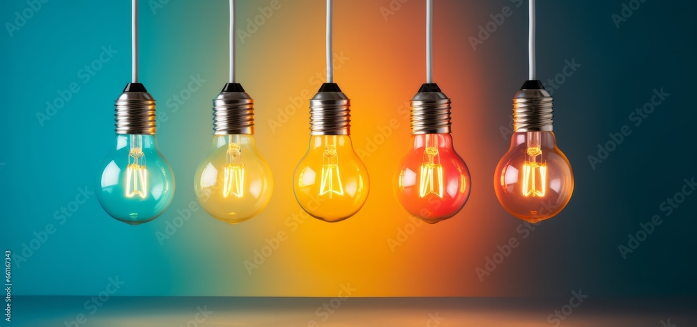 Develop creativity and new ideas with Team Brainstorming concept with light bulbs. Horizontal format for banners, posters, advertising. AI generated. Develop creativity and new ideas with Team Brainstorming concept with light bulbs. Horizontal format for banners, posters, advertising. AI generated.