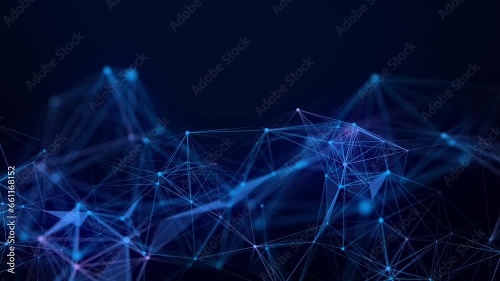 Blue network connection structure. Digital background with dots and lines. Big data visualization. 3D rendering.