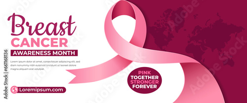 Breast cancer awareness month horizontal banner background template design