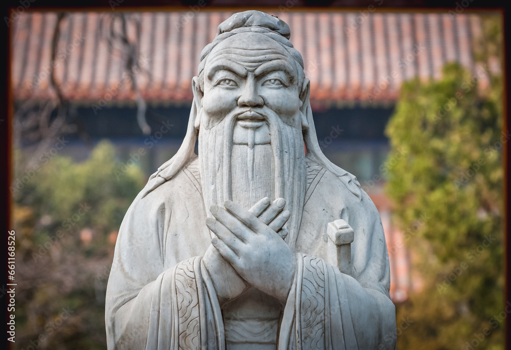 Statue of Confucius in Temple of Confucius in Beijing, China Statue of Confucius in Temple of Confucius in Beijing, China