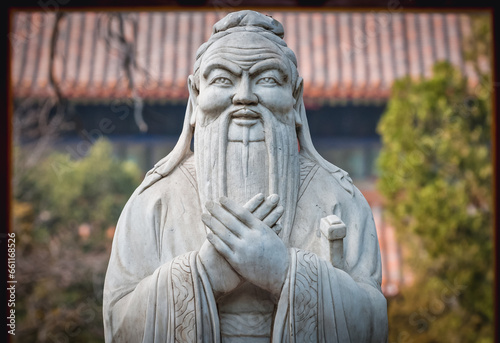 Statue of Confucius in Temple of Confucius in Beijing, China