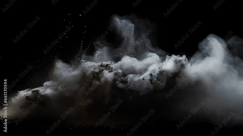 Dust in the air on black background Dust in the air on black background
