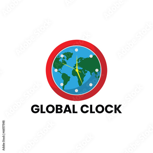 world time logo design vector