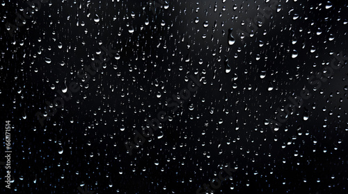 Raining close up on black background