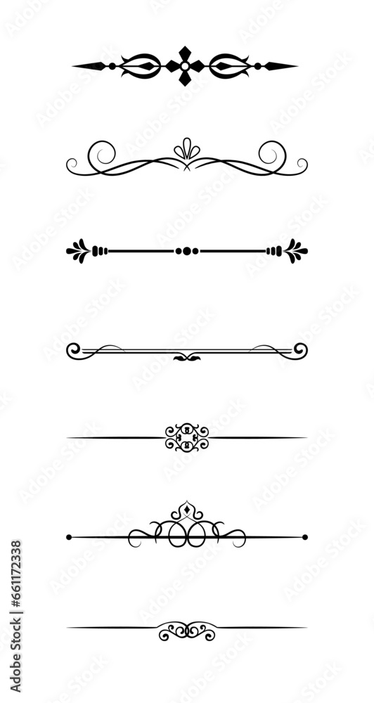 Floral design elements vintage dividers in black color