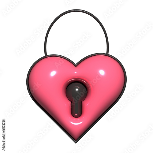 heart lock 3D icon