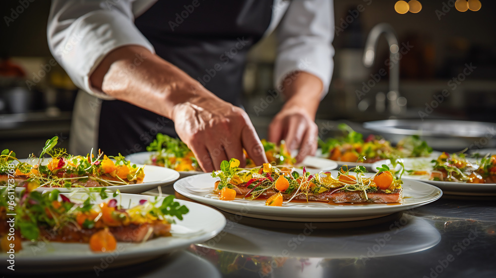 cook perparing food for festive in a restaurante