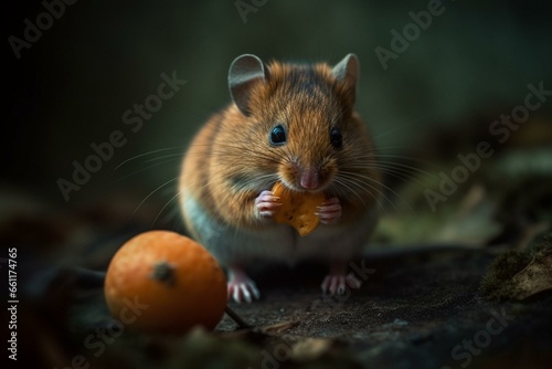 cute tiny rodent holding food. Generative AI © Beatriz
