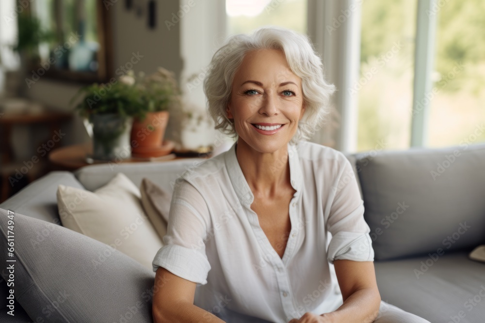 beautiful smiling middle aged woman