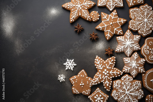 Christmas homemade gingerbread cookies background 