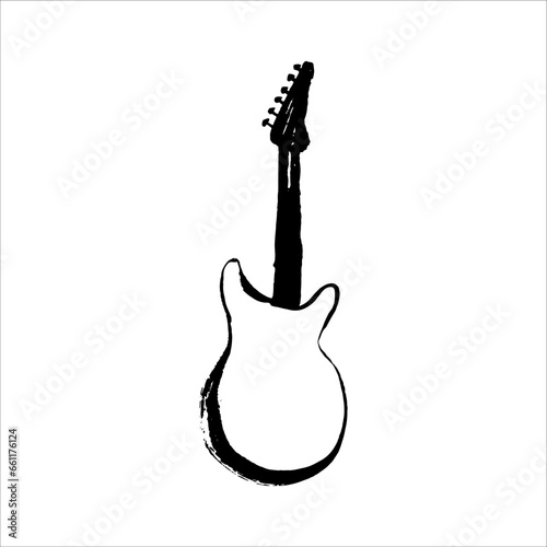 Electric guitar icon doodle hand drawn sketch