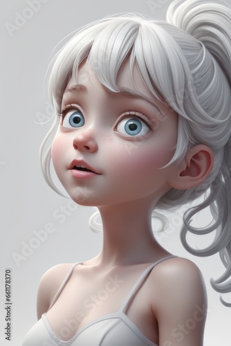 cute cartoon little girl with big eyes, 3 d illustration, 3 d digital illustrationcute cartoon little girl with big eyes, 3 d illustration, 3 d digital illustrationvector cartoon cute baby girl with w photo