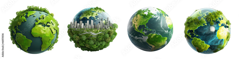 Sustainable Earth clipart collection, vector, icons isolated on transparent background - obrazy, fototapety, plakaty 