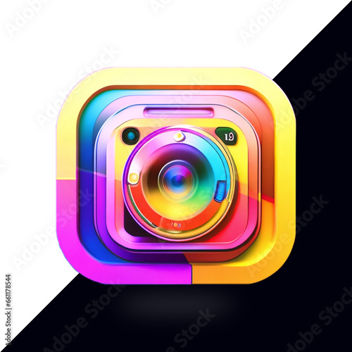 3d round Instagram logo Icon social media 3d render transparent background photo