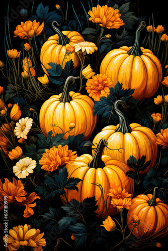 Backgrounds and textures  many colorful pumpkins  seasonal autumn decorative background. Generative AI