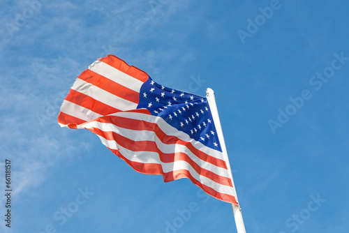 drapeau américain sur le site du Débarquement américain de 1944 d'Utah Beach