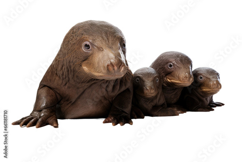 Platypus Mother and Offspring on isolated background