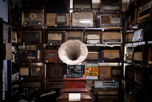 old radios in retro style