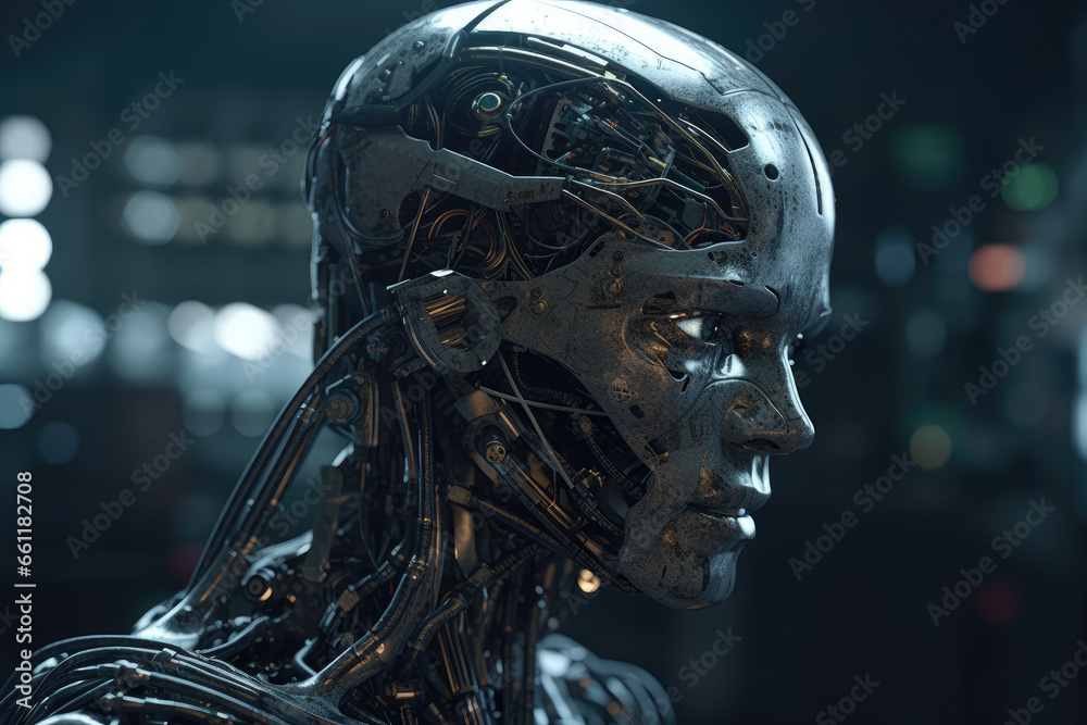 A humanoid robot exemplifying the cutting-edge of artificial intelligence and advanced technology. Generative Ai, Ai. A humanoid robot exemplifying the cutting-edge of artificial intelligence and advanced technology. Generative Ai, Ai.