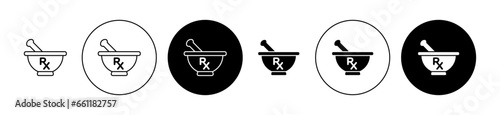 Rx symbol set. Medicine prescription icon for ui designs.