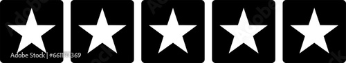 Golden Black and White Five 5 Stars in Soft Square Icon Quality Review Symbol. Vector Image.