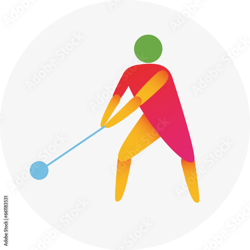 Hammer throw competition icon. Colorful sport sign.